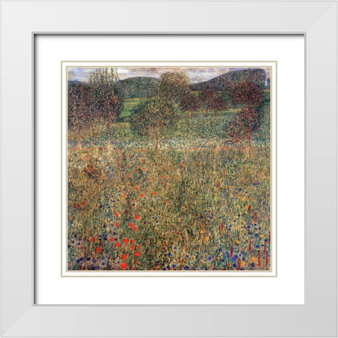 Orchard White Modern Wood Framed Art Print with Double Matting by Klimt, Gustav