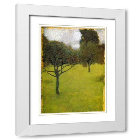 Orchard 1898 White Modern Wood Framed Art Print with Double Matting by Klimt, Gustav