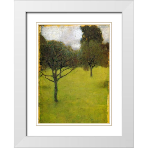 Orchard 1898 White Modern Wood Framed Art Print with Double Matting by Klimt, Gustav