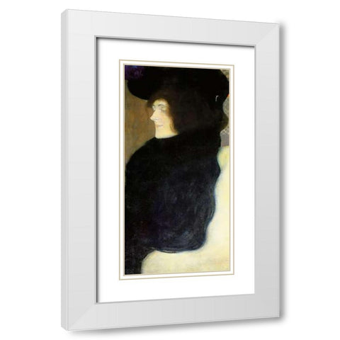 Pale Face White Modern Wood Framed Art Print with Double Matting by Klimt, Gustav