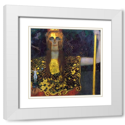 Pallas Athena 1898 White Modern Wood Framed Art Print with Double Matting by Klimt, Gustav