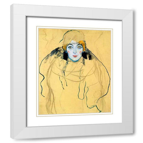 Portrait Of A Woman 1918 White Modern Wood Framed Art Print with Double Matting by Klimt, Gustav