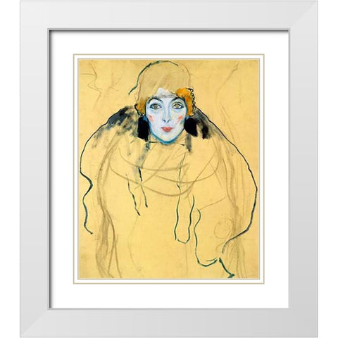 Portrait Of A Woman 1918 White Modern Wood Framed Art Print with Double Matting by Klimt, Gustav