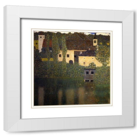 Schloss Kammer On The Attersee I 1908 White Modern Wood Framed Art Print with Double Matting by Klimt, Gustav