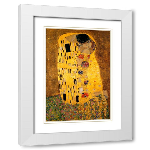 The Kiss - detail 1 White Modern Wood Framed Art Print with Double Matting by Klimt, Gustav