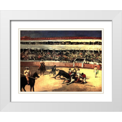 Bullfighters White Modern Wood Framed Art Print with Double Matting by Manet, Edouard