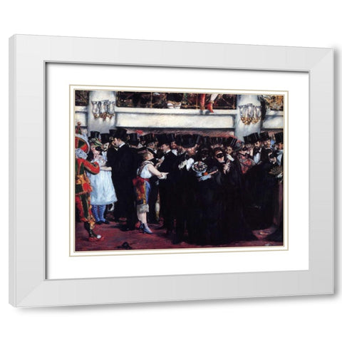 Masked Ball at Opera White Modern Wood Framed Art Print with Double Matting by Manet, Edouard
