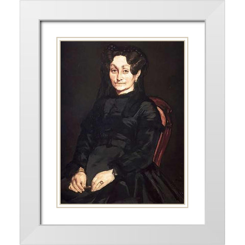 Mme Auguste White Modern Wood Framed Art Print with Double Matting by Manet, Edouard