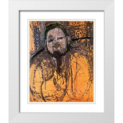Diego Rivera White Modern Wood Framed Art Print with Double Matting by Modigliani, Amedeo