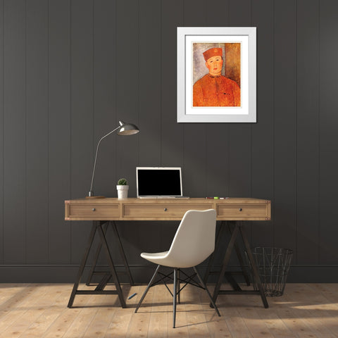 Le Zouave White Modern Wood Framed Art Print with Double Matting by Modigliani, Amedeo