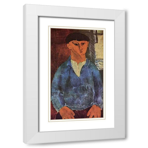 Painter Moses Kisling White Modern Wood Framed Art Print with Double Matting by Modigliani, Amedeo
