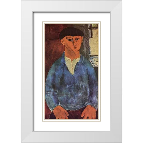 Painter Moses Kisling White Modern Wood Framed Art Print with Double Matting by Modigliani, Amedeo