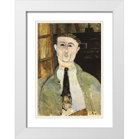 Paul Guillaume White Modern Wood Framed Art Print with Double Matting by Modigliani, Amedeo