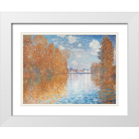 Autumn Effect at Argenteuil, 1873 White Modern Wood Framed Art Print with Double Matting by Monet, Claude