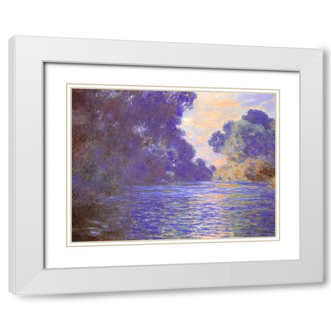 Branch Of The Seine Near Giverny 1897 White Modern Wood Framed Art Print with Double Matting by Monet, Claude