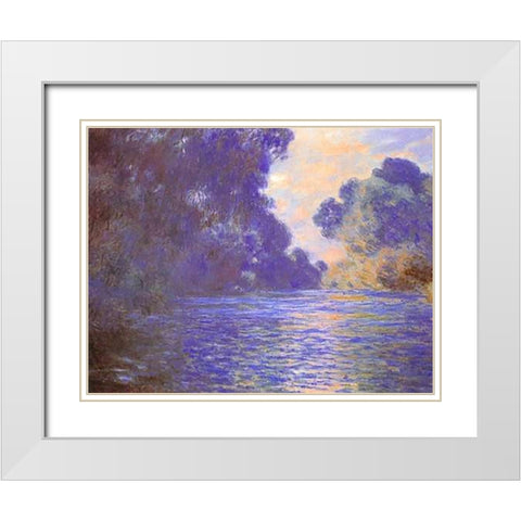Branch Of The Seine Near Giverny 1897 White Modern Wood Framed Art Print with Double Matting by Monet, Claude