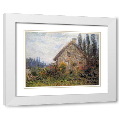 Cottage 1879 White Modern Wood Framed Art Print with Double Matting by Monet, Claude