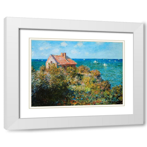 Fishermans Cottage White Modern Wood Framed Art Print with Double Matting by Monet, Claude