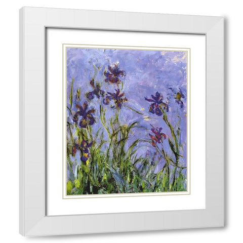 Irises (detail) White Modern Wood Framed Art Print with Double Matting by Monet, Claude