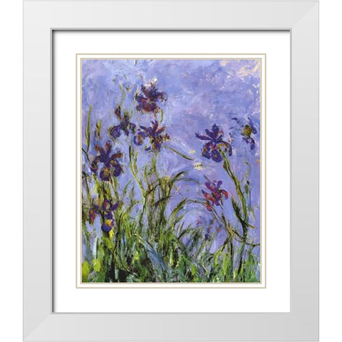 Irises (detail) White Modern Wood Framed Art Print with Double Matting by Monet, Claude