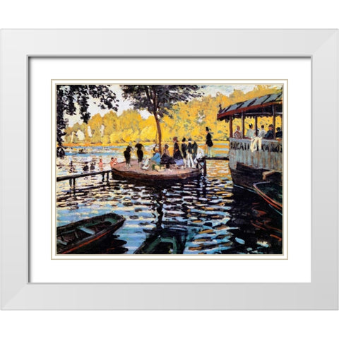 La Grenouillere The Frog Pond 1869 White Modern Wood Framed Art Print with Double Matting by Monet, Claude