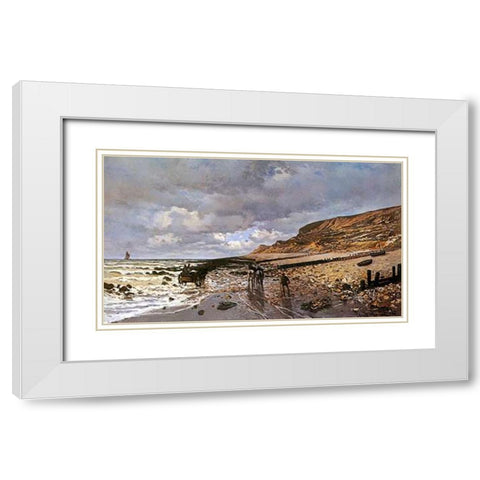 La Pointe De La Heve At Low Tide White Modern Wood Framed Art Print with Double Matting by Monet, Claude