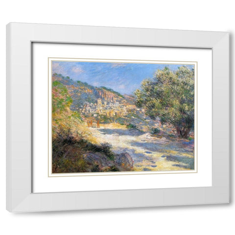 La Route De Monte-Carlo White Modern Wood Framed Art Print with Double Matting by Monet, Claude