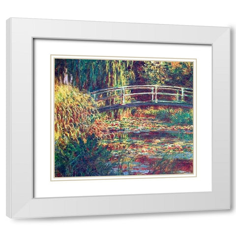 Le Bassin Aux Nympheas Harmonie Rose White Modern Wood Framed Art Print with Double Matting by Monet, Claude