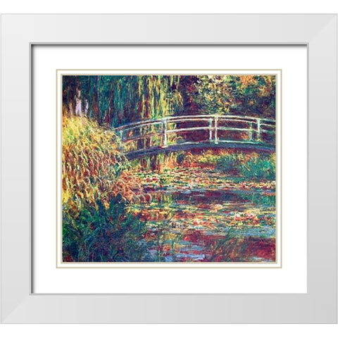 Le Bassin Aux Nympheas Harmonie Rose White Modern Wood Framed Art Print with Double Matting by Monet, Claude