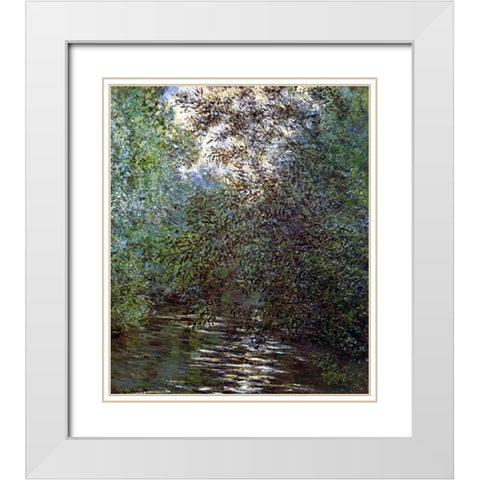 Le Fleuve Aux Saules 1876 White Modern Wood Framed Art Print with Double Matting by Monet, Claude