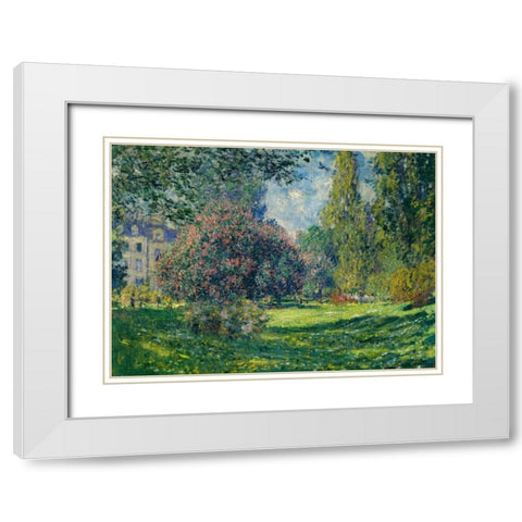 Le Parc Monceau Paris White Modern Wood Framed Art Print with Double Matting by Monet, Claude