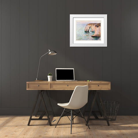 Manne-Porte Etreat White Modern Wood Framed Art Print with Double Matting by Monet, Claude