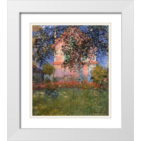 Monets House At Argenteuil 1876 White Modern Wood Framed Art Print with Double Matting by Monet, Claude