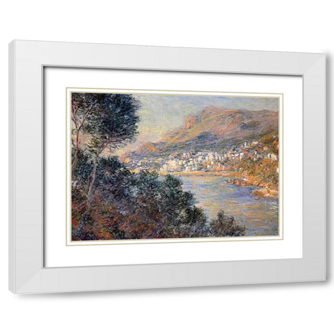 Monte Carlo vue de Cap Martin White Modern Wood Framed Art Print with Double Matting by Monet, Claude