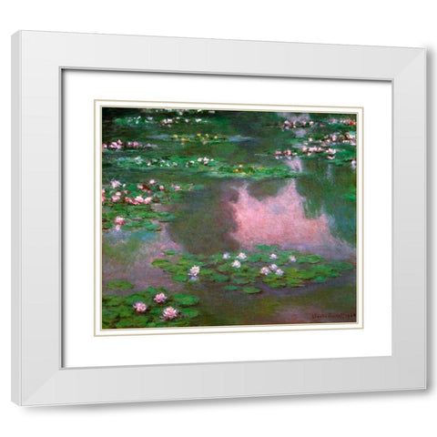 Nympheas 1905 White Modern Wood Framed Art Print with Double Matting by Monet, Claude