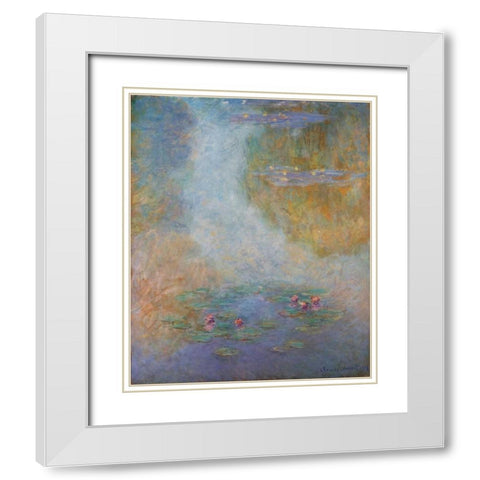 Nympheas 1908 White Modern Wood Framed Art Print with Double Matting by Monet, Claude
