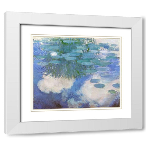 Nympheas 1914 White Modern Wood Framed Art Print with Double Matting by Monet, Claude