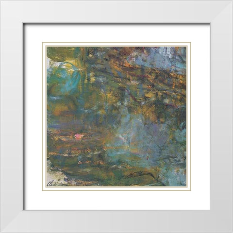 Nympheas Detail 1920 White Modern Wood Framed Art Print with Double Matting by Monet, Claude