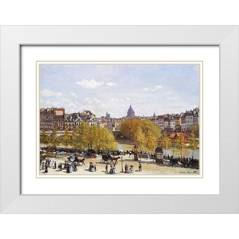 Quai Du Louvre 1867 White Modern Wood Framed Art Print with Double Matting by Monet, Claude