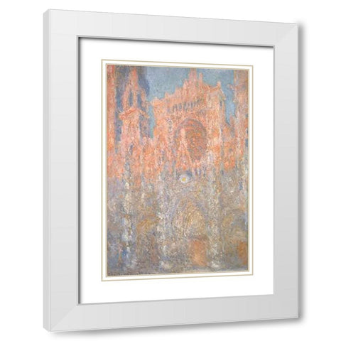 Rouen Cathedral 1892-93 White Modern Wood Framed Art Print with Double Matting by Monet, Claude