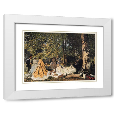 Study For The Picnic Lunch 1865 White Modern Wood Framed Art Print with Double Matting by Monet, Claude