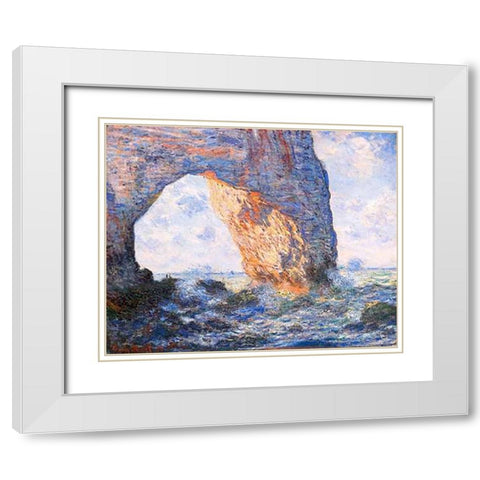The Manneporte At Etretat 1883 White Modern Wood Framed Art Print with Double Matting by Monet, Claude