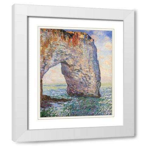 The Manneporte Near Etretat 1886 White Modern Wood Framed Art Print with Double Matting by Monet, Claude