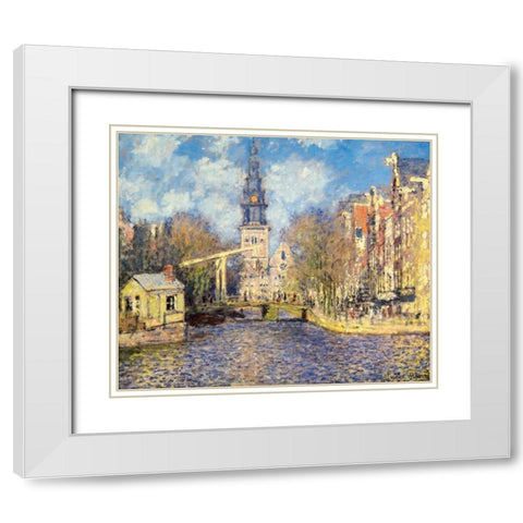 The Zuiderkerk At Amsterdam White Modern Wood Framed Art Print with Double Matting by Monet, Claude