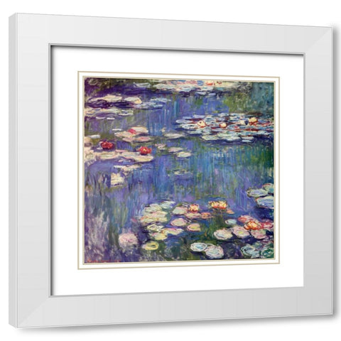 Water Lilies 1914 White Modern Wood Framed Art Print with Double Matting by Monet, Claude