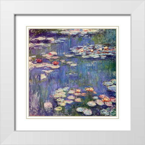 Water Lilies 1914 White Modern Wood Framed Art Print with Double Matting by Monet, Claude