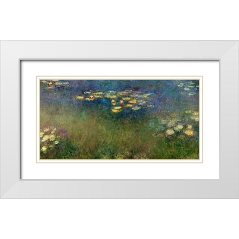 Water Lilies Giverny White Modern Wood Framed Art Print with Double Matting by Monet, Claude