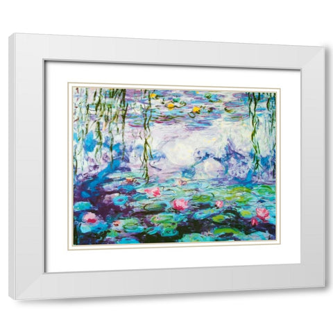 Waterlilies White Modern Wood Framed Art Print with Double Matting by Monet, Claude