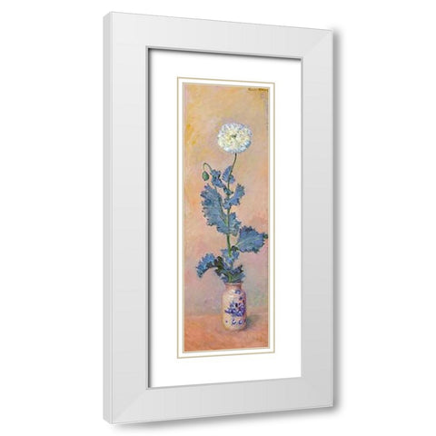White Poppy White Modern Wood Framed Art Print with Double Matting by Monet, Claude