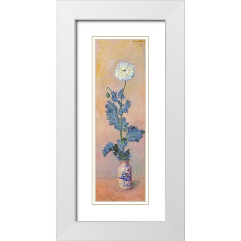 White Poppy White Modern Wood Framed Art Print with Double Matting by Monet, Claude
